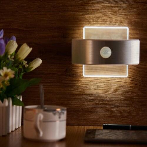 Modern Wall Lamp Transparent Glass LED Smart Motion Sensor Wall Lamp Aisle Kitchen Corridor Bathroom Decor Wall Sconces For Home