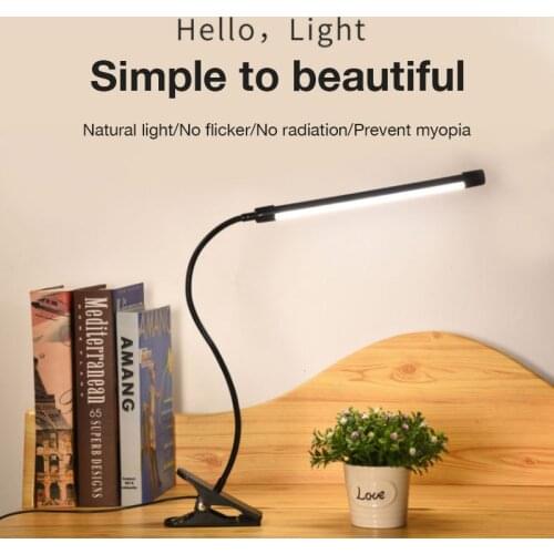 Desk Lamp Led USB Table Lamp With Clip Remote Control Three-color Stepless Dimming Eye Protection Studying Lamp Bedside Light