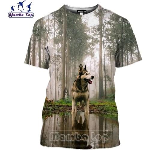 Mamba Top Summer Short Sleeve 3D Printing Animal Siberian Husky T Shirt Men Lovely Dog Snowfield Pet Kawaii Fashion Women Tshirt