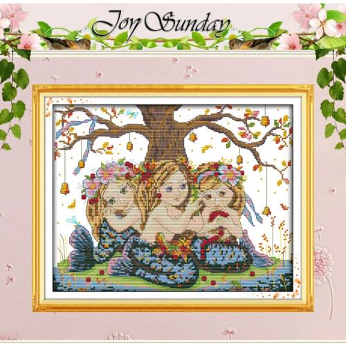 Three mermaid Patterns Counted Cross Stitch 11CT 14CT Cross Stitch Set Wholesale Cross-stitch Kit Embroidery Needlework