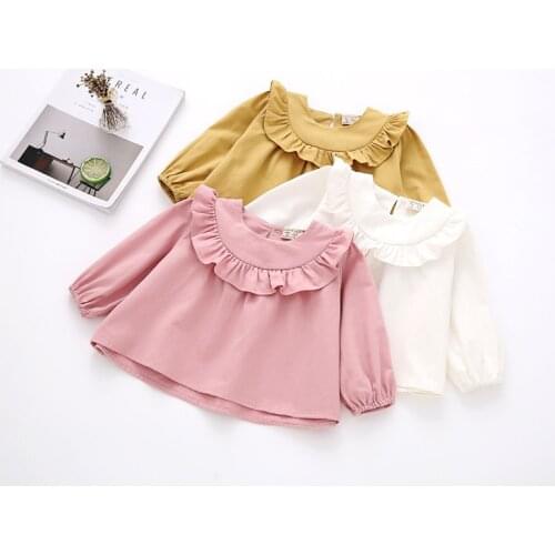 Spring and Autumn Female Treasure Puff Sleeve Cotton Shirt
