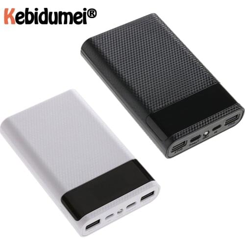 QC 3.0 Fast Charge Dual USB Type C Power Bank Case DIY 4x18650 Mobile Phone 15000mAh Battery Storage Box With Smart LED Display