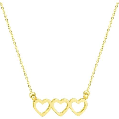 WANGAIYAO new triple love heart-shaped pendant ladies clavicle necklace fashion stainless steel heart-shaped necklace for girlfr