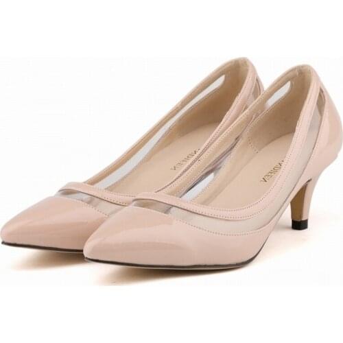 2020 Plus Size 34-42 Women Pumps New Arrival Fashion Sexy Elegant Pointed Toe Med Heel Woman Shoes Red Beige Pink NLK-A0152