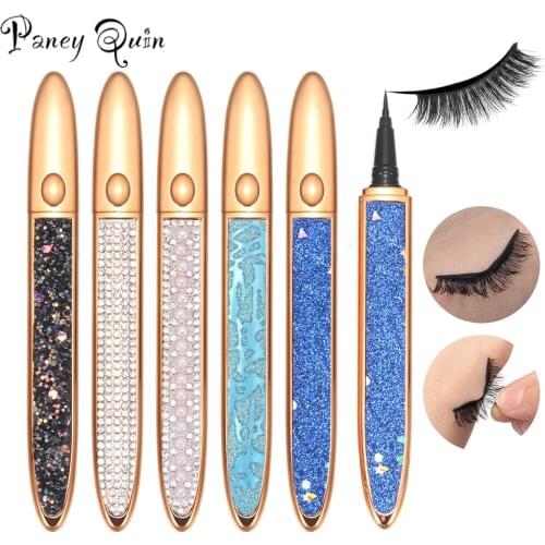 1 pcs Self-adhesive 2 In 1 Magic Lash Liner Glue Pen Non Magnetic No Glue Diamond Bling Glitter Liquid Eyeliner Waterproof