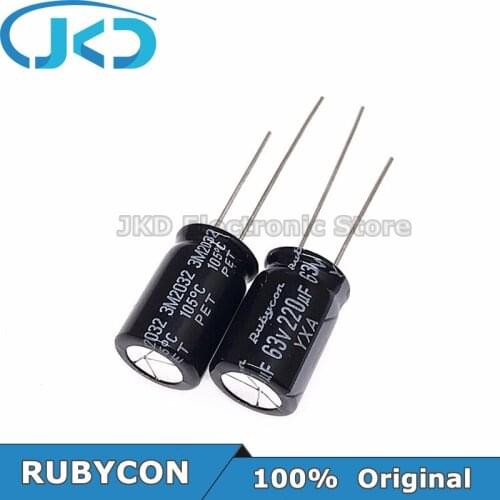 10pcs/20pcs RUBYCON 220UF 63V 10*16mm 220UF63V 63V220UF 10x16mm Aluminum Electrolytic Capacitor 100% Original