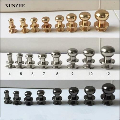 XUNZHE 20pcs Monk Head Screws Leather Craft Belt Wallet Solid Brass Nail Rivets Screws Bags accessories tacks clothes