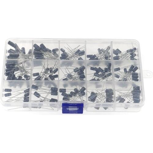 200pcs 0.1-220uF 15 Value Electrolytic Capacitor Assortment Box Kit