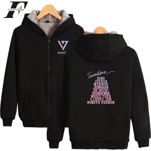 LUCKYFRIDAYF 2018 Seventeen Warm Thicken Hoodies sweatshirts Women/Men Zipper streetwear Seventeen Concert harajuku