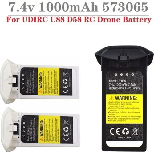 3Pcs 7.4V 1000mAH Li-Po Battery for D58 U88 RC Quadcopter Spare Parts 7.4v Rechargeable Battery for UDIRC U88 Drone Black/White
