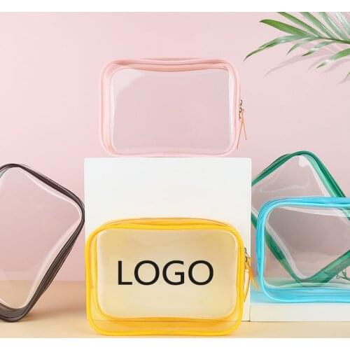 3 Pcs Custom LOGO Transparent PVC Cosmetic Packaging Bag Zipper Plastic Bag Gift Bag Suitable For All Kinds Home Storage Bags