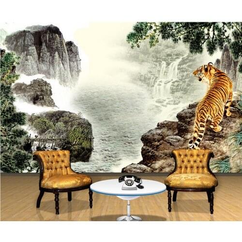 3d bathroom wallpaper Home Decoration Landscape with tiger waterfall TV backdrop photo wall murals wallpaper