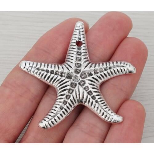 5 x Large Starfish Sea Star Charms Pendants for Necklace Jewelry Making Findings 53x52mm
