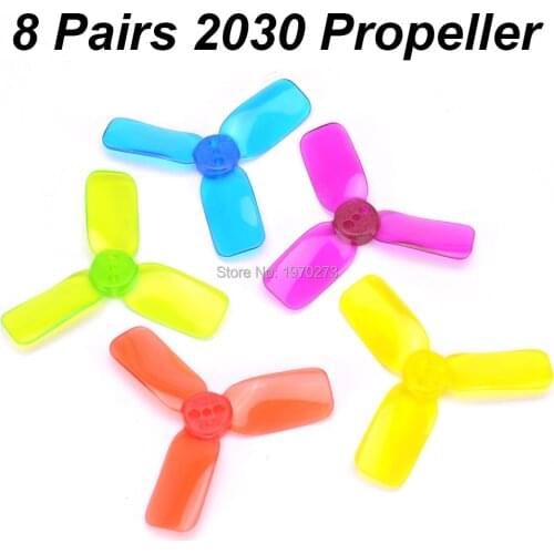 8 Pairs 2030 3 blades 2 inch Clear Propeller CW / CCW support 1104 motor for MM80 80mm 90mm Q90 mini FPV Racing Quadcopter