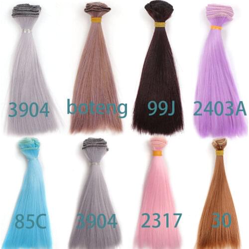 Allaosify 1Piece 15*100cm And 25*100cm Black Brown Color Straight Doll Hair For 1/3 1/4 BJD Doll DIY Wigs