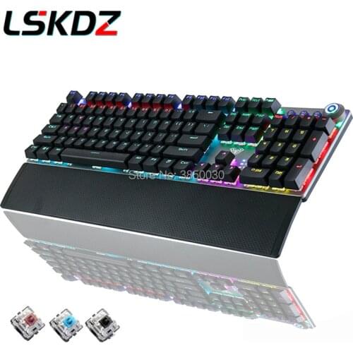 AULA Gaming Mechanical Keyboard 104 Keys Wired Backlit Metal Anti-ghosting USB English Hebrew Russian Spanish Arabic