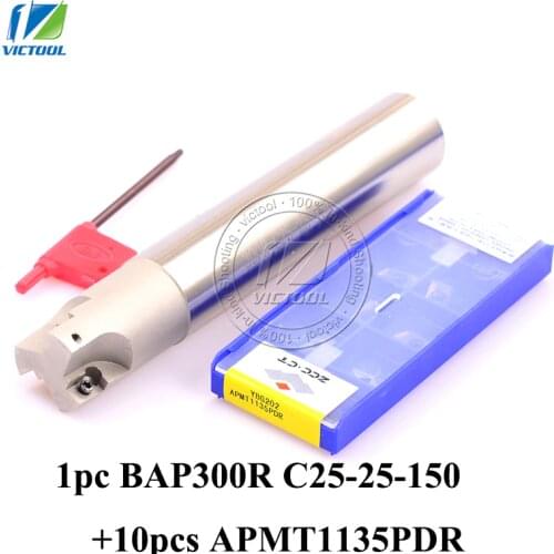 BAP 300R C25-25-150 with 10pcs APMT1135PDR inserts Milling tool head face mill for cnc milling machine for insert APMT1135 APMT