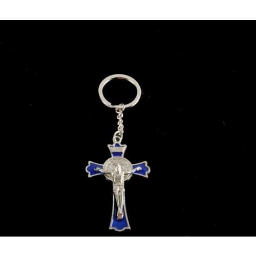 Large Jesus Cross Key Chain Saint Benedict Cross Pendant Key Chain Religious Jewelry Christmas Gift