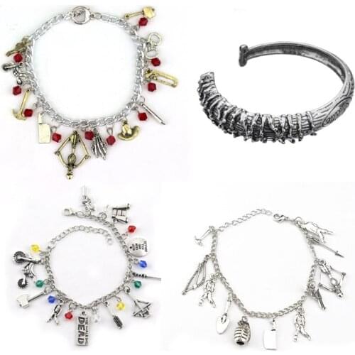 The Walking Dead Charm Bracelet Negan Lucille Mini Baseball Bat Ball Bangle Bracelet Women Men Chain Wristband