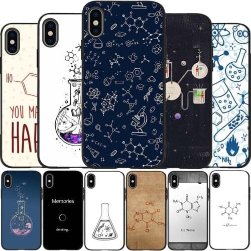 Chemistry scribbles black Silicone Phone Case For iPhone 12 XR XS Max 5 5S SE 2020 6 6S 7 8 PLUS X 11Pro Max 11 luxury Cover