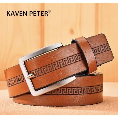 Designer Mens Fashion Belt Luxury Brand Alloy Metal Pin Buckle Cowskin Strap Male for Jeans Embossed Waistband Free Shipping