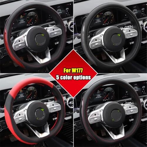 For Mercedes Benz A Class W177 A180 A200 A220 A250 2019+ Steering Wheel Protector Cover Car Four Seasons Non-slip Handle Leather