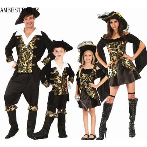 Hot 2017 Halloween Costumes kids Caribbean Captain Pirate Costume Adult Fantasia Costumes Cosplay Lovers clothing AMBESTPARTY