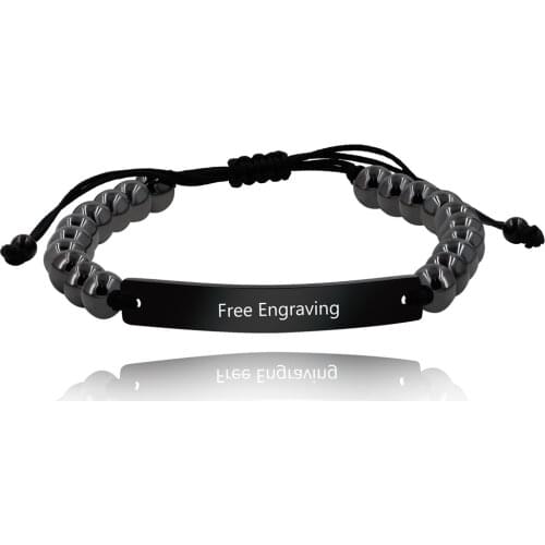 Customized Engraved Name 6mm Black Magnet Hematite Bead Handmade Bracelet for Women Men Friend Birthday Anniversary Gift Y1305