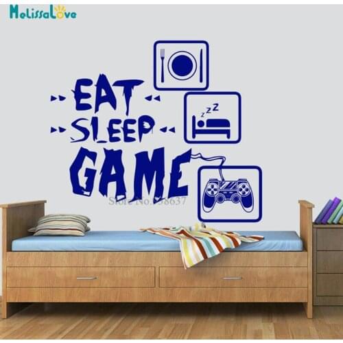 Eat Sleep Game Quote Decal Dad Life Girl Boy Room Gifts Playroom Nursery Removable Vinyl Wall Sticker Murals BB986