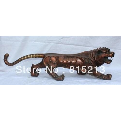 Wang 000192 28" Lucky Chinese Folk Dynasty Palace Pure Bronze Running Zodiac Tiger Statue