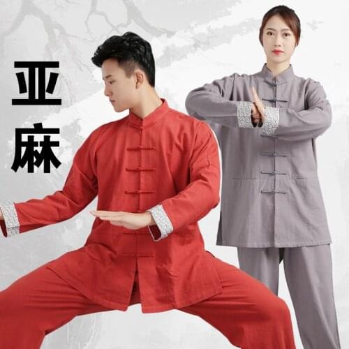 Unisex Women Men Tai Chi Meditation Kungfu Uniforms Linen Loose Sweatshirt+pant Fitness Jogger Casual Outfit Yoga Set Sportswear