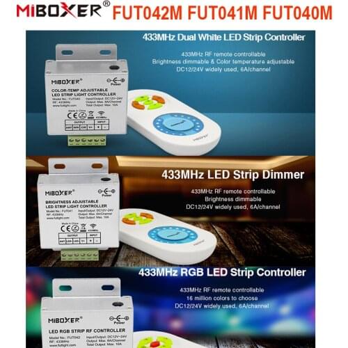 Miboxer FUT040 FUT041 FUT042 RGB CCT LED Strip Controller 433MHz Dual White led controller LED Strip Dimmer 16 Million RF Remote