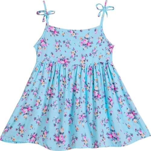 Korean version of the girls dress beach dress square collar broken flower bow Sling vest dress childrens clothing