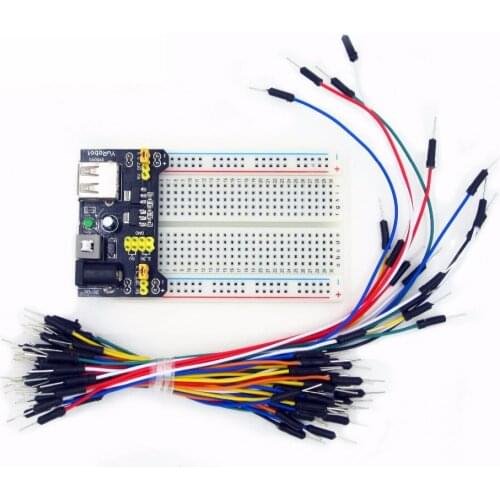 3.3V/5V Breadboard power module+ 400 points Solderless Prototype Bread board kit +65 Flexible jumper wires wholesale