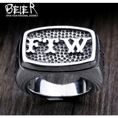 Beier new store 316L Stainless Steel men ring "For The Win" Inspirational luckly ring fashion jewelry LLBR8-420R