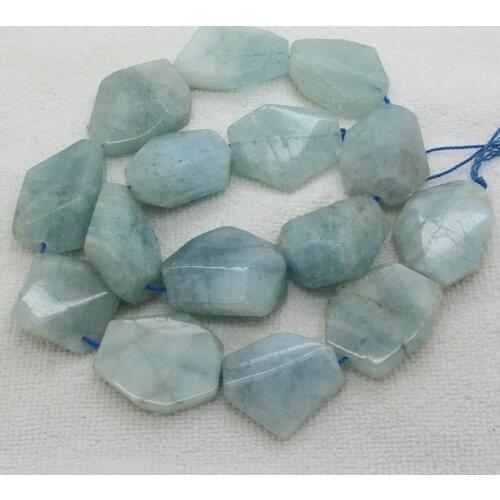 22x26~32mm Natural Faceted Aquamarines Freedom Raw Loose Beads 15"