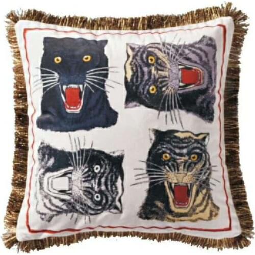 Velvet Fabric French Luxury Duplex Full Printing Home Sofa Cushion Cover Pillowcase Without Core Car Seat Living Room Bedroom