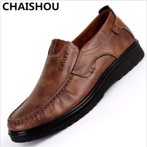 CHAISHOU 2019 New Comfortable Mens Casual Shoes Hot Sale Loafers Men Leather Shoes Flats Moccasins Shoes Big Size 38-48F-244