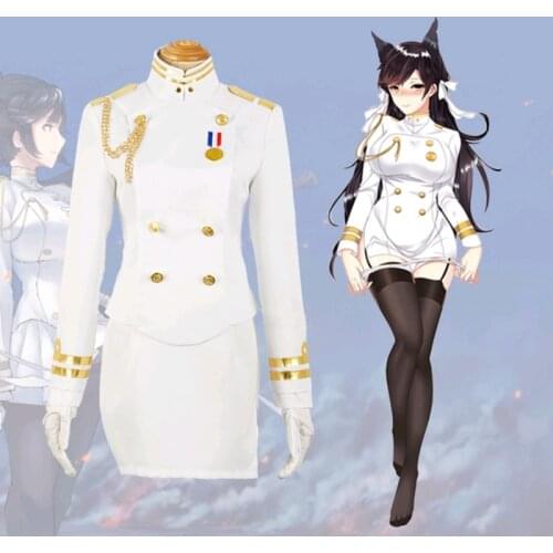 2020 new Japanese anime Azur Lane costume cosplay ship girl Kaohsiung Atago white girl costume uniform set