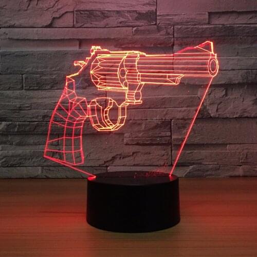 New Revolver Gun 3D Lamp 7 Colors Led Night Lamp For Kids Touch Led Usb Table Lampara Lampe Baby Sleeping Nightlight Drop Ship