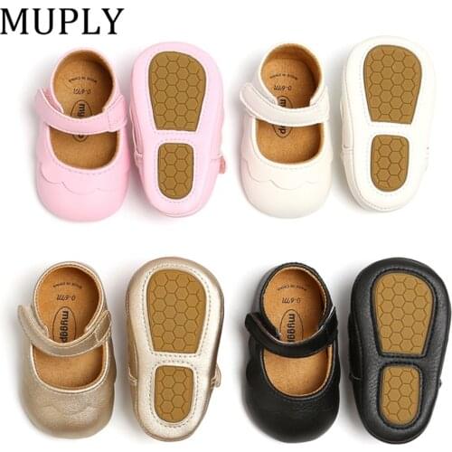 New Baby Moccasins Baby Girl Shoes PU Leather Shoes Soft Sole Anti-slip First Walkers Newborn Girls Pink White Black Shoes