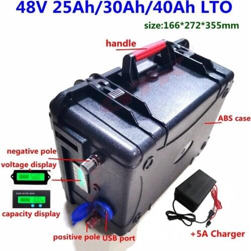 Upgrated 20000 cycle Lithium titanate 48V 25Ah 30Ah 40Ah LTO battery pack BMS 20S for ebike back up power supply +5A charger