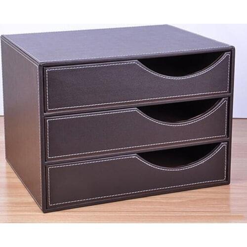 Mordoa creative leather office storage desktop storage cabinet drawer folder information box