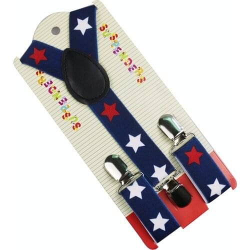 Winfox New Fashion Adjustable Boys Toddler Navy Blue Star Print Suspenders Braces For Children Kids