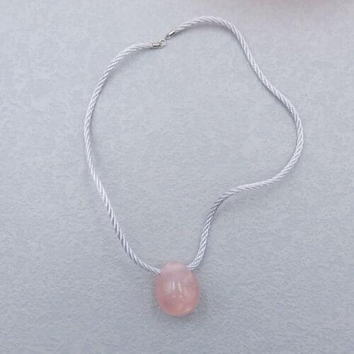Natural Stone Rose Quartz Necklace Pendant 30x24mm 27g Handmade Jewelry Pendant For Necklace
