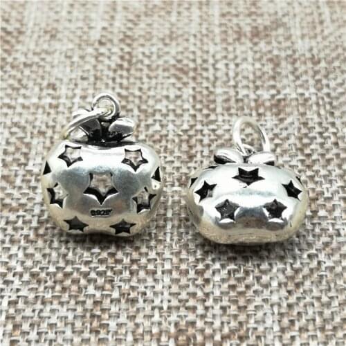 925 Sterling Silver Star Apple Charms for Bracelet Necklace