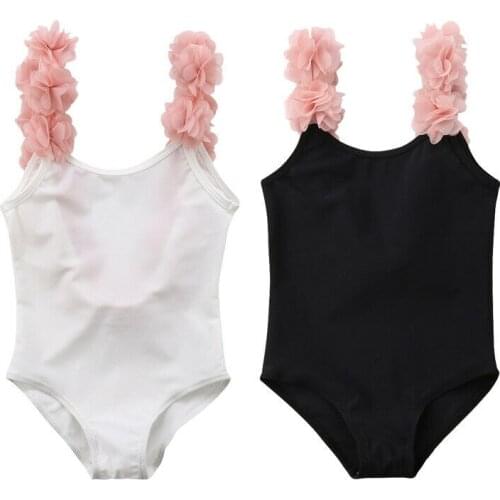 Richkeda Store New2021 One Piece Baby Girl Swimwear 3D Floral Flower Strap Bathing Suit Backless Swimsuit Swimwear Swimming Suit