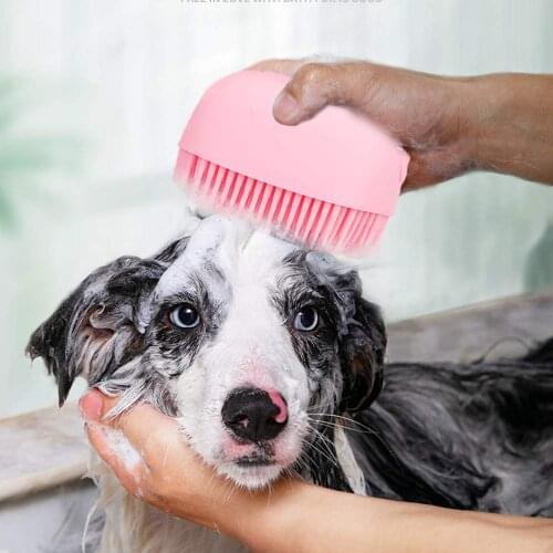 Pet silicone bath brush can be installed with shower gel, dog shampoo brush, cat and dog pet massage tool, cat massage comb