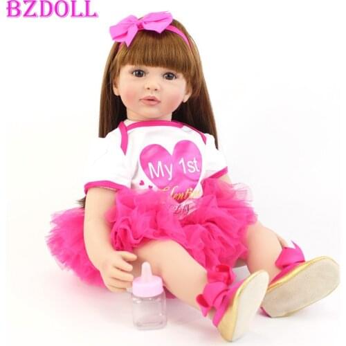 60cm Handmade Silicone Vinyl Reborn Doll Toy Like Real Baby Princess Toddler Babies Alive Bebe Girl Birthday Gift Play House Toy