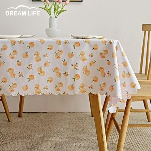 Modern Tablecloth Cartoon Fruit Printed Soft PVC Rectangular Table Cloth Waterproof OilProof Home Coffee Living Room Cover Mat